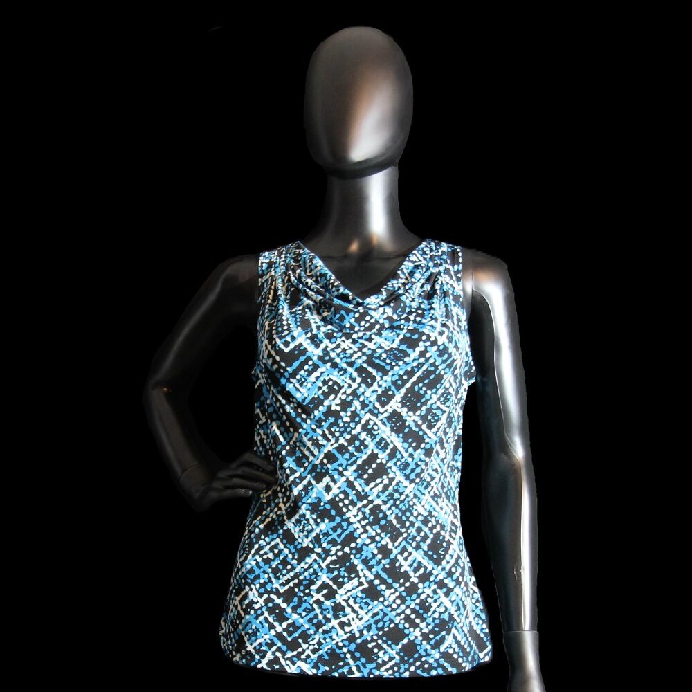 Calvin Klein Blue, White, and Black Woman's Top